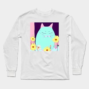 The fat cat is taking a nap. Long Sleeve T-Shirt